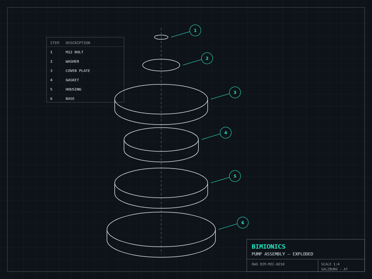 Exploded technical assembly diagram